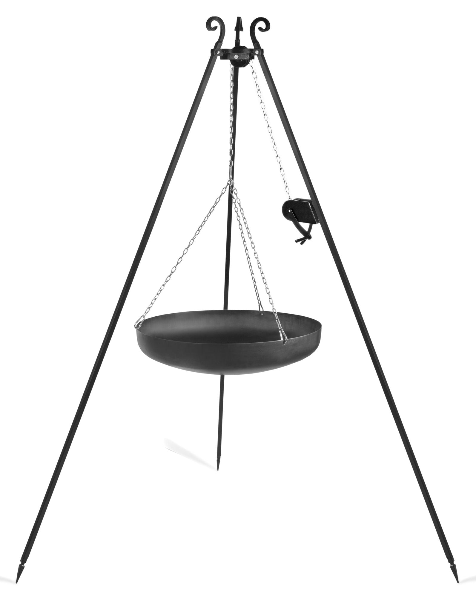 Cook King 180 cm Tripod with 60 cm Natural Steel Wok, studio detail shot 5