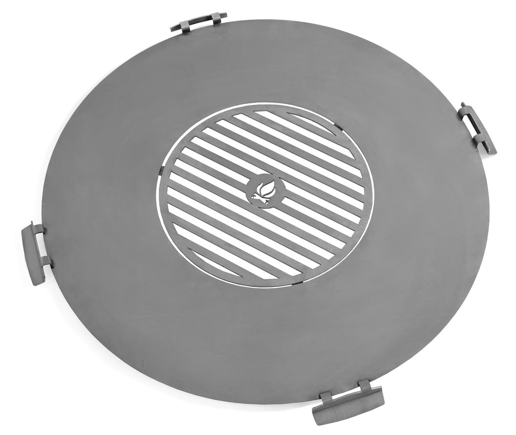 Cook King 82 cm Stainless Grill Plate for Fire Bowl with 37 cm Grate and 4 Handles, studio detail shot 2
