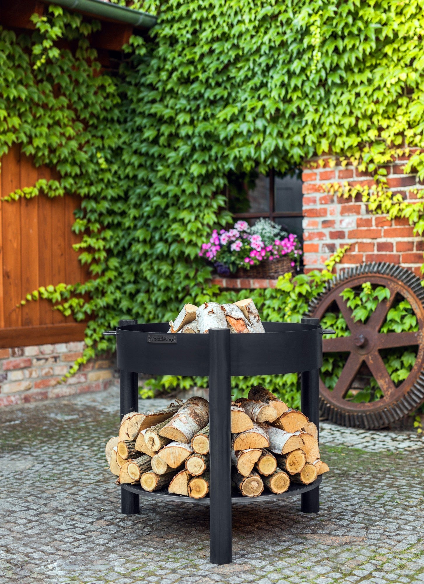 Cook King Montana Tall 80cm Fire Bowl, outdoor lifestyle shot 3