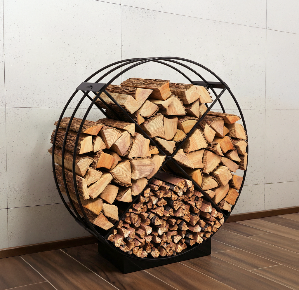 Cook King 80x25cm Wood Rack RONDO in an outdoor setting
