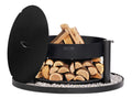 Cook King Set: MONTANA 80 cm Tall Garden Fire Bowl with 82 cm Lid on a white background