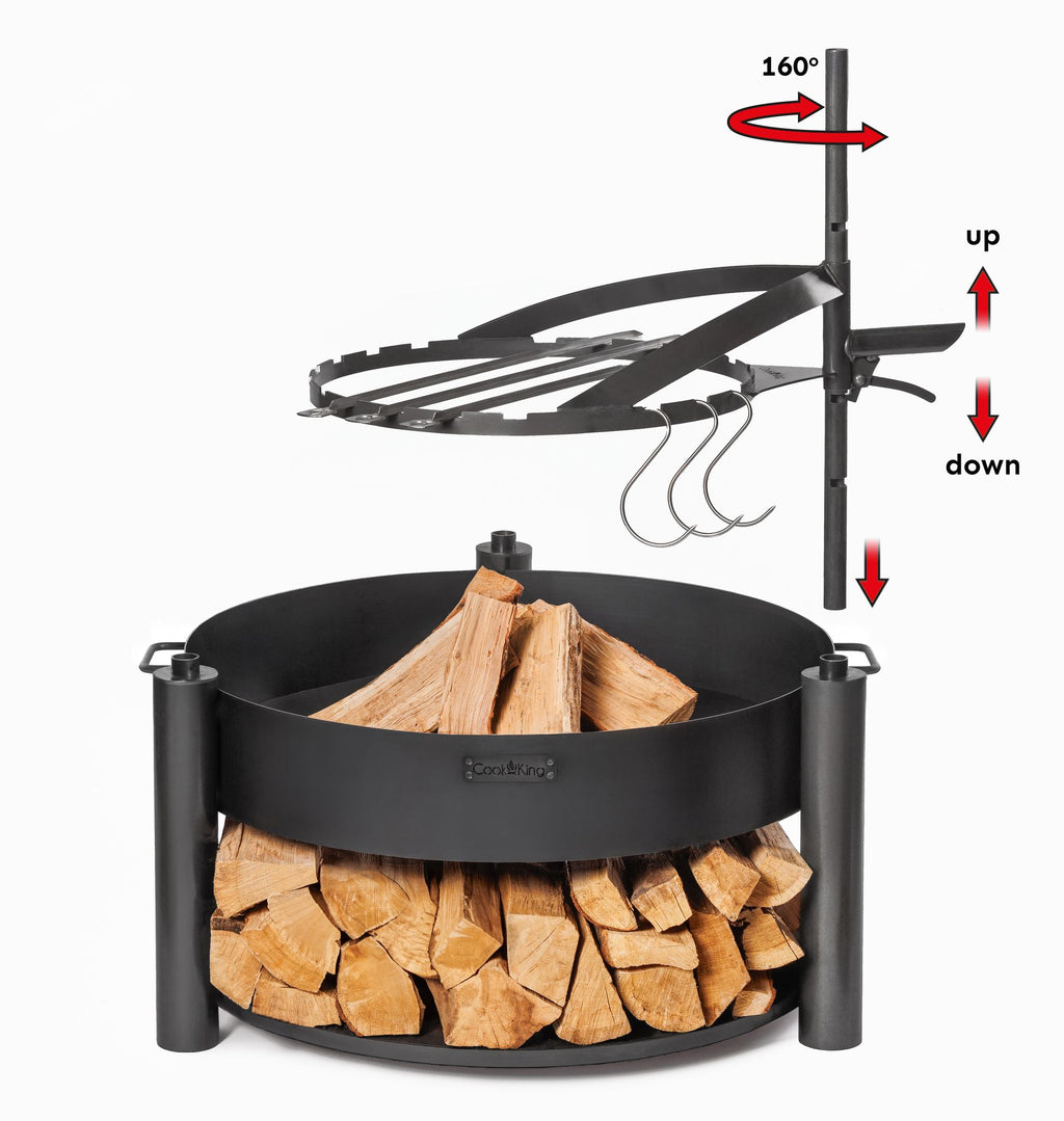 Cook King 50cm Skewer Rim with Handle for BANDITO and MONTANA X Fire Bowl, studio detail shot 4