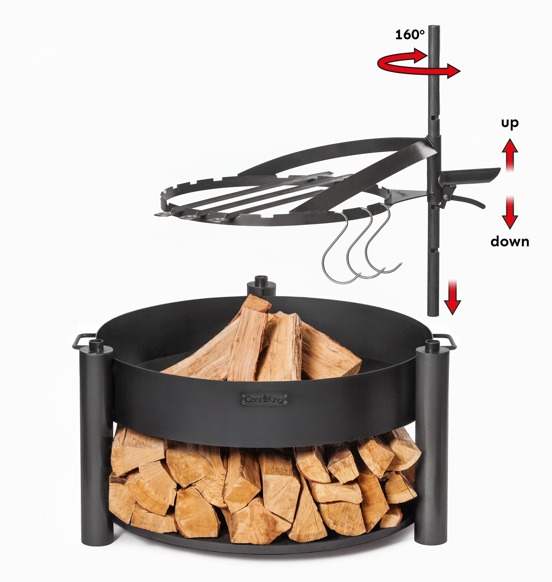 Cook King 50cm Skewer Rim with Handle for BANDITO and MONTANA X Fire Bowl, studio detail shot 4