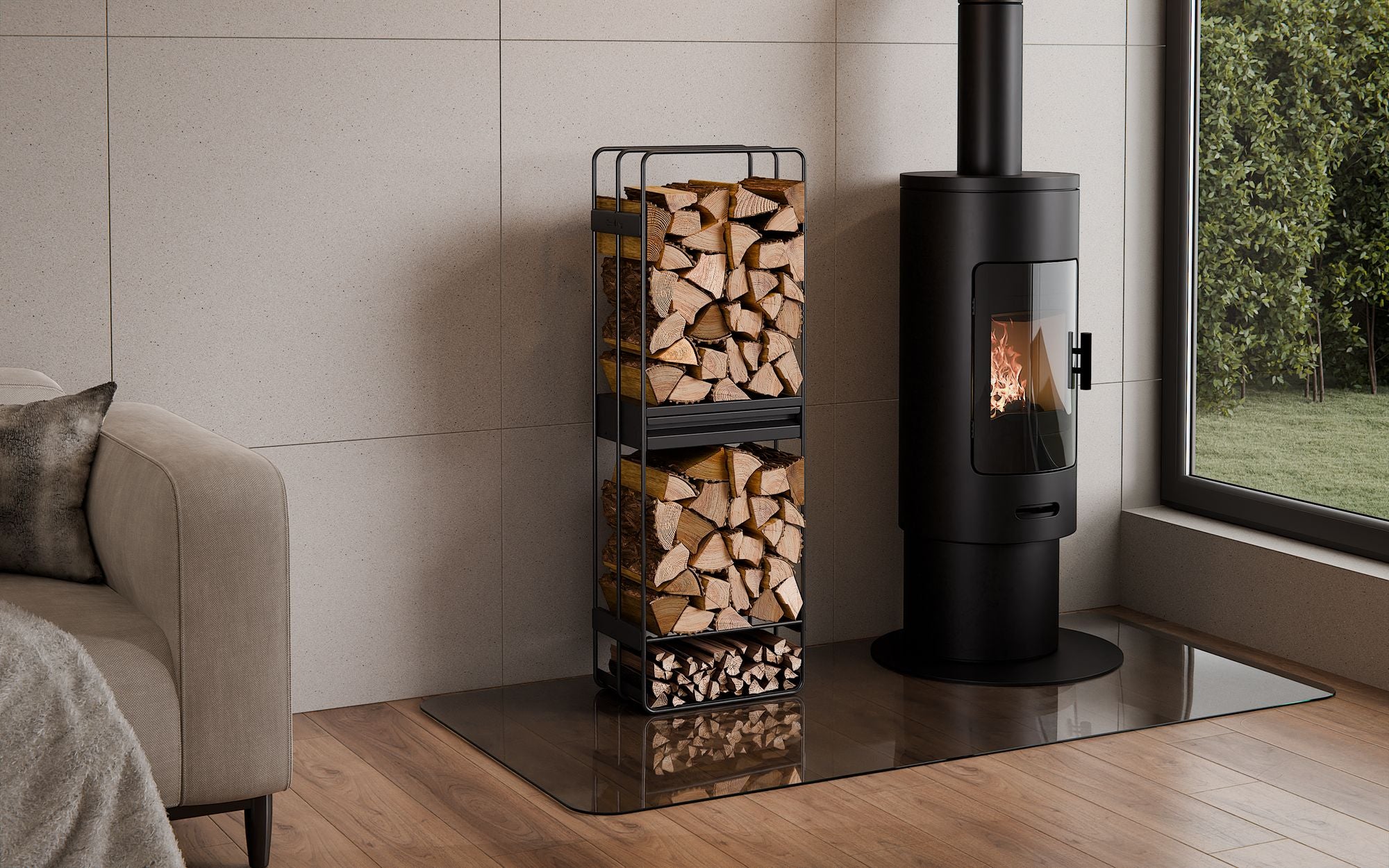 Cook King 120x40x25 cm Wood Rack LOFT, outdoor lifestyle shot 5