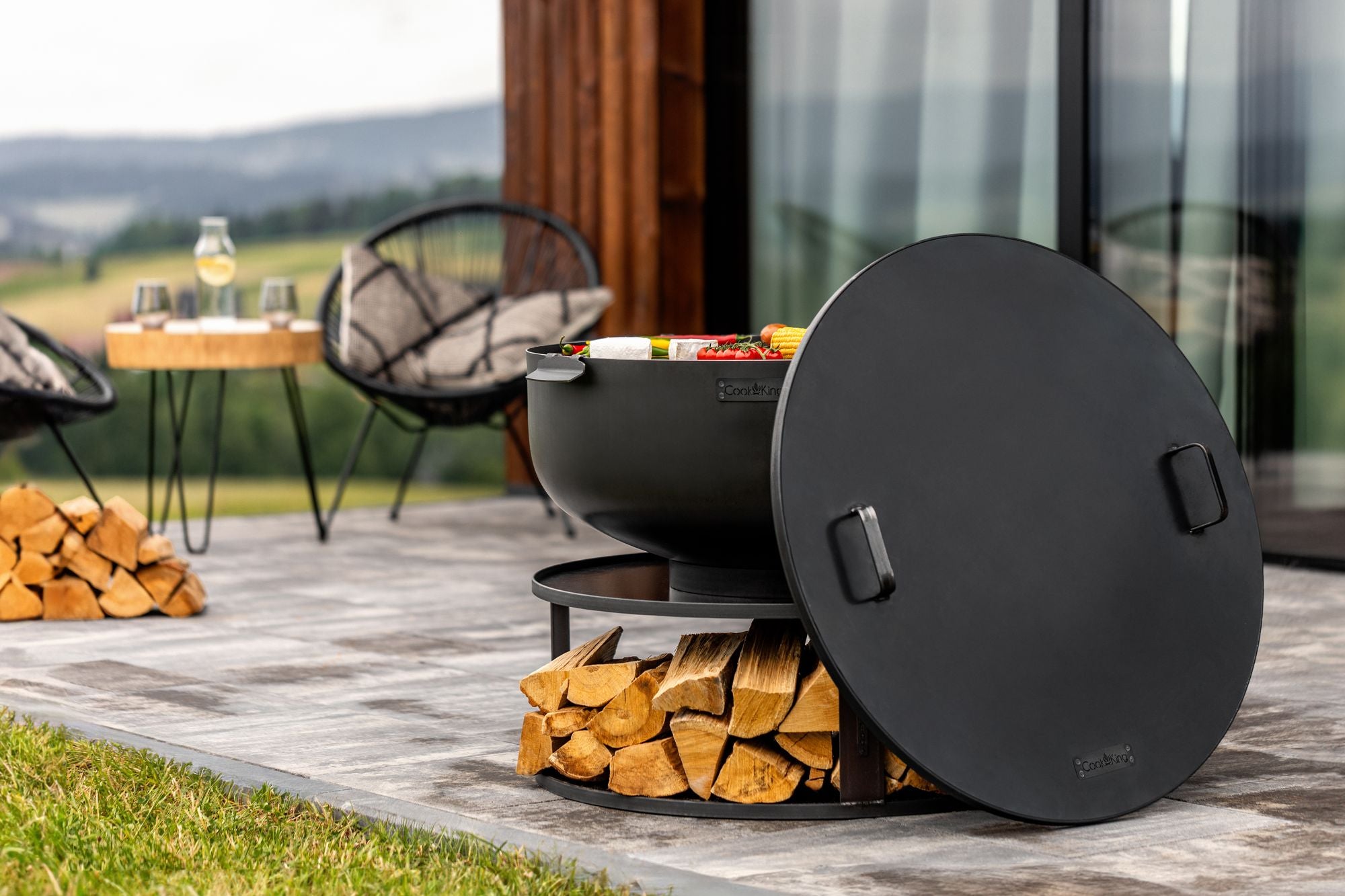 Cook King Palermo XXL 60cm Fire Bowl, outdoor lifestyle shot 5