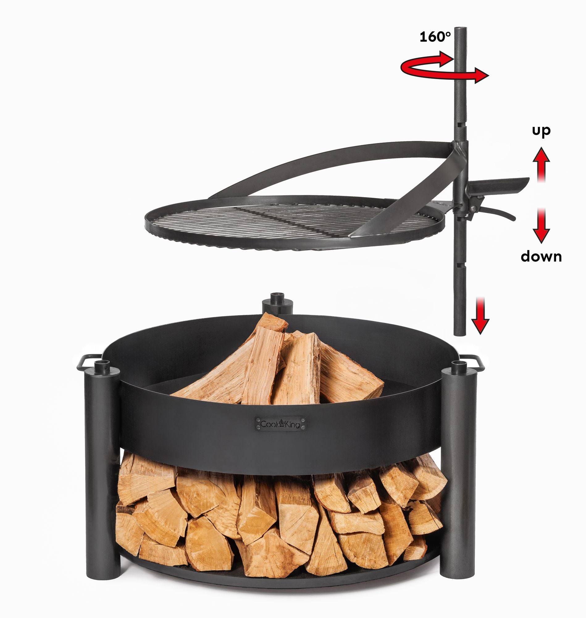 Cook King 60cm Natural Steel Grate with Handle for BANDITO and MONTANA X Fire Bowl, studio detail shot 2