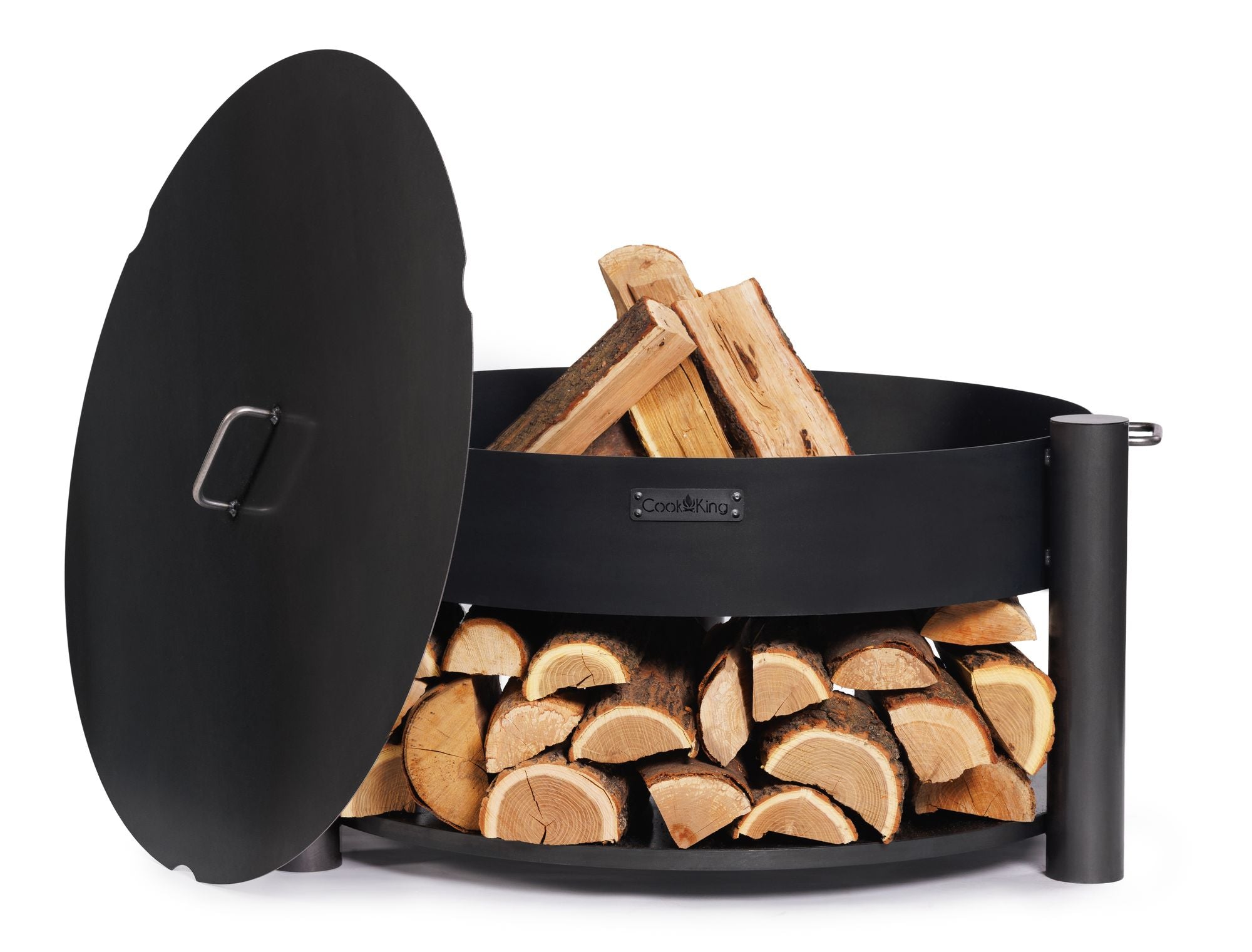 Cook King Set: MONTANA 80 cm Tall Garden Fire Bowl with 82 cm Lid, studio detail shot 8