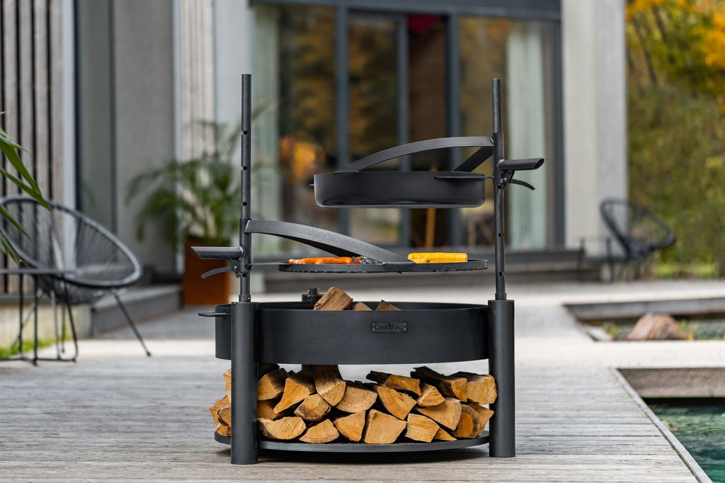 Cook King Montana X 60cm Multifunctional Fire Bowl with 50cm Grate, outdoor lifestyle shot 3