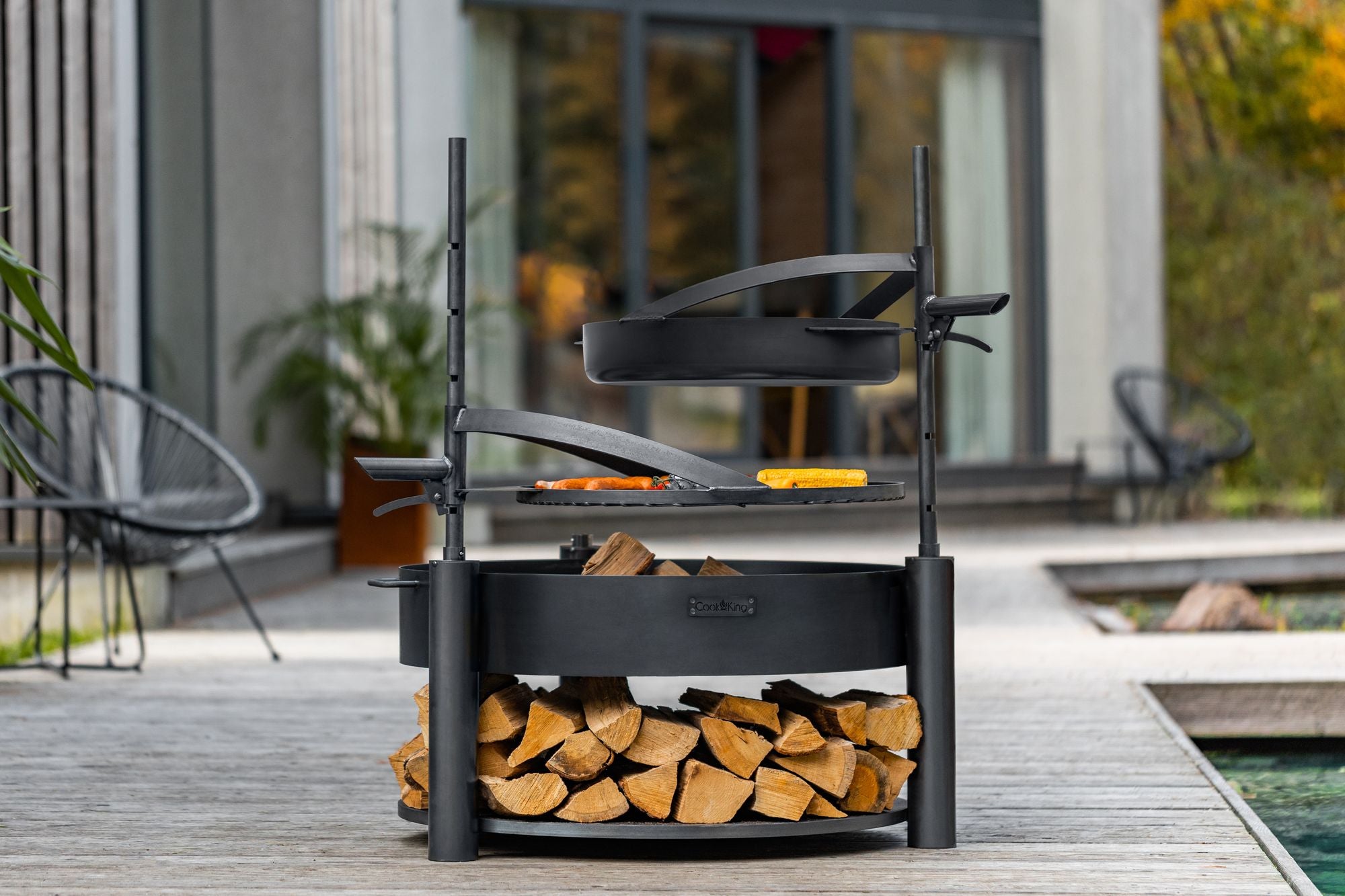 Cook King Montana X 60cm Multifunctional Fire Bowl with 50cm Grate, outdoor lifestyle shot 3