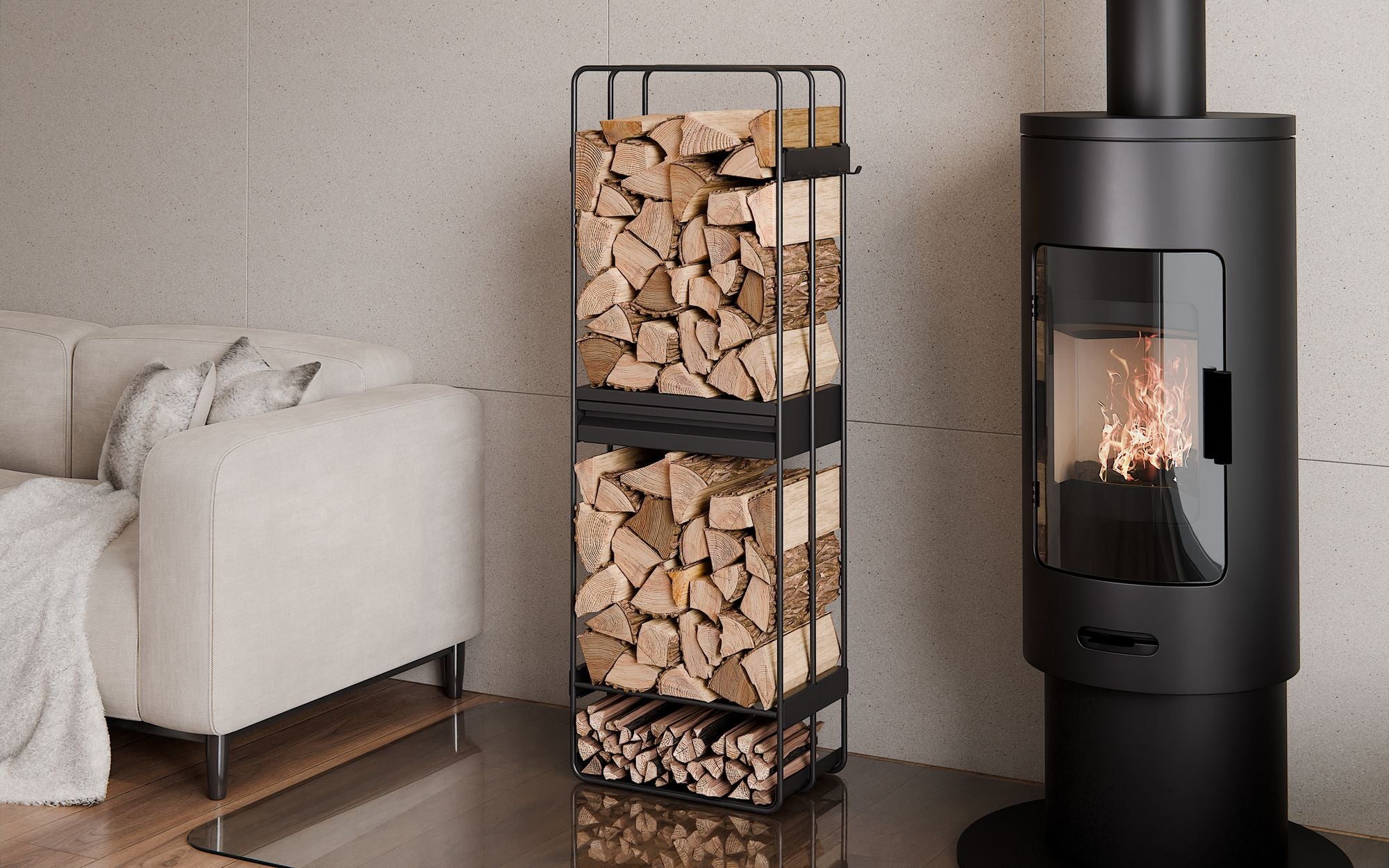 Cook King 120x40x25 cm Wood Rack LOFT, outdoor lifestyle shot 6