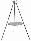 Cook King 180 cm Tripod with 50 cm Natural Steel Grate on a white background