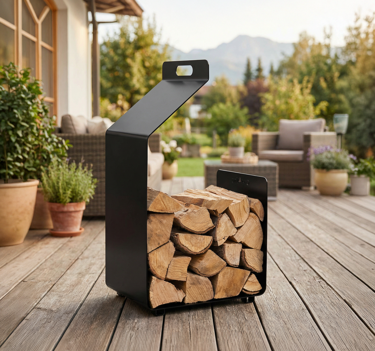 Cook King Wood Rack SEGAL in an outdoor setting