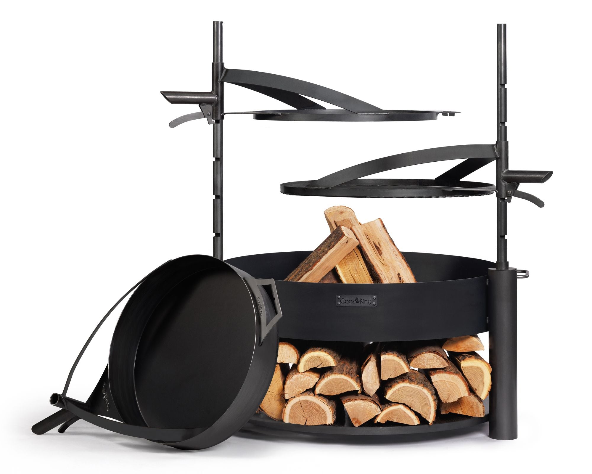 Cook King Natural steel grill plate 50 cm with handle for BANDITO and MONTANA X Fire Bowl, studio detail shot 2