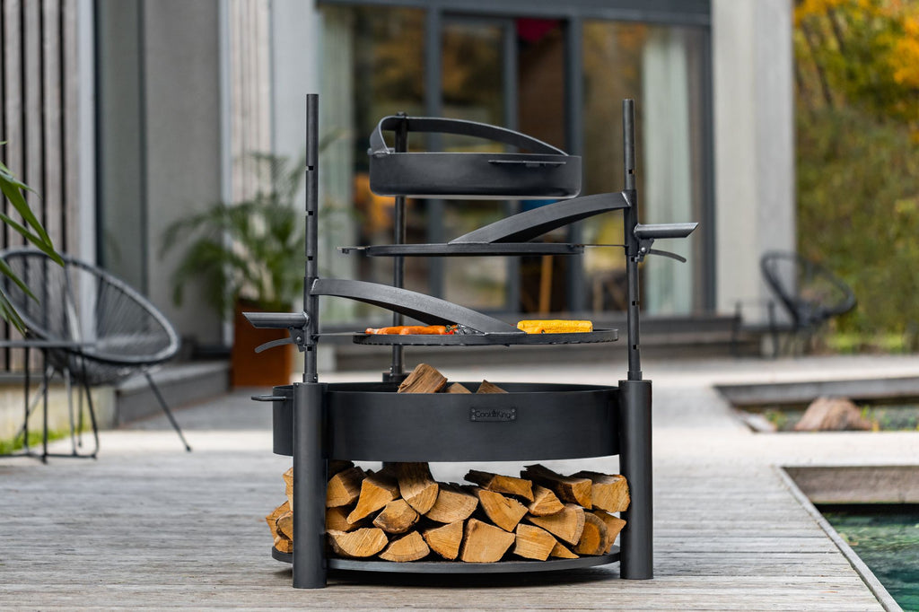 Cook King Montana X 60cm Multifunctional Fire Bowl with 50cm Grate, outdoor lifestyle shot 2