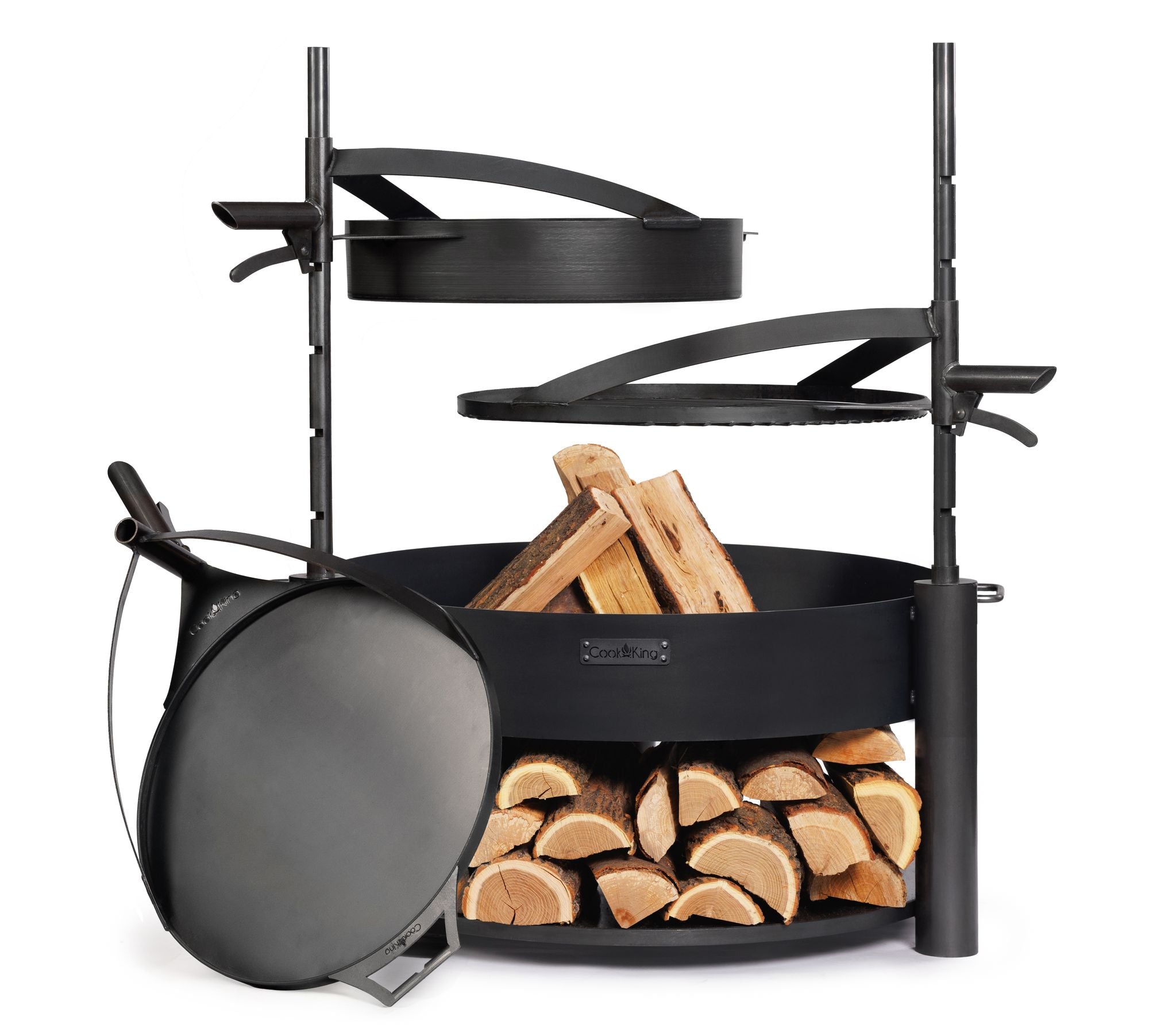 Cook King 50cm Natural Steel Pan with Handle for BANDITO and MONTANA X Fire Bowl, studio detail shot 3