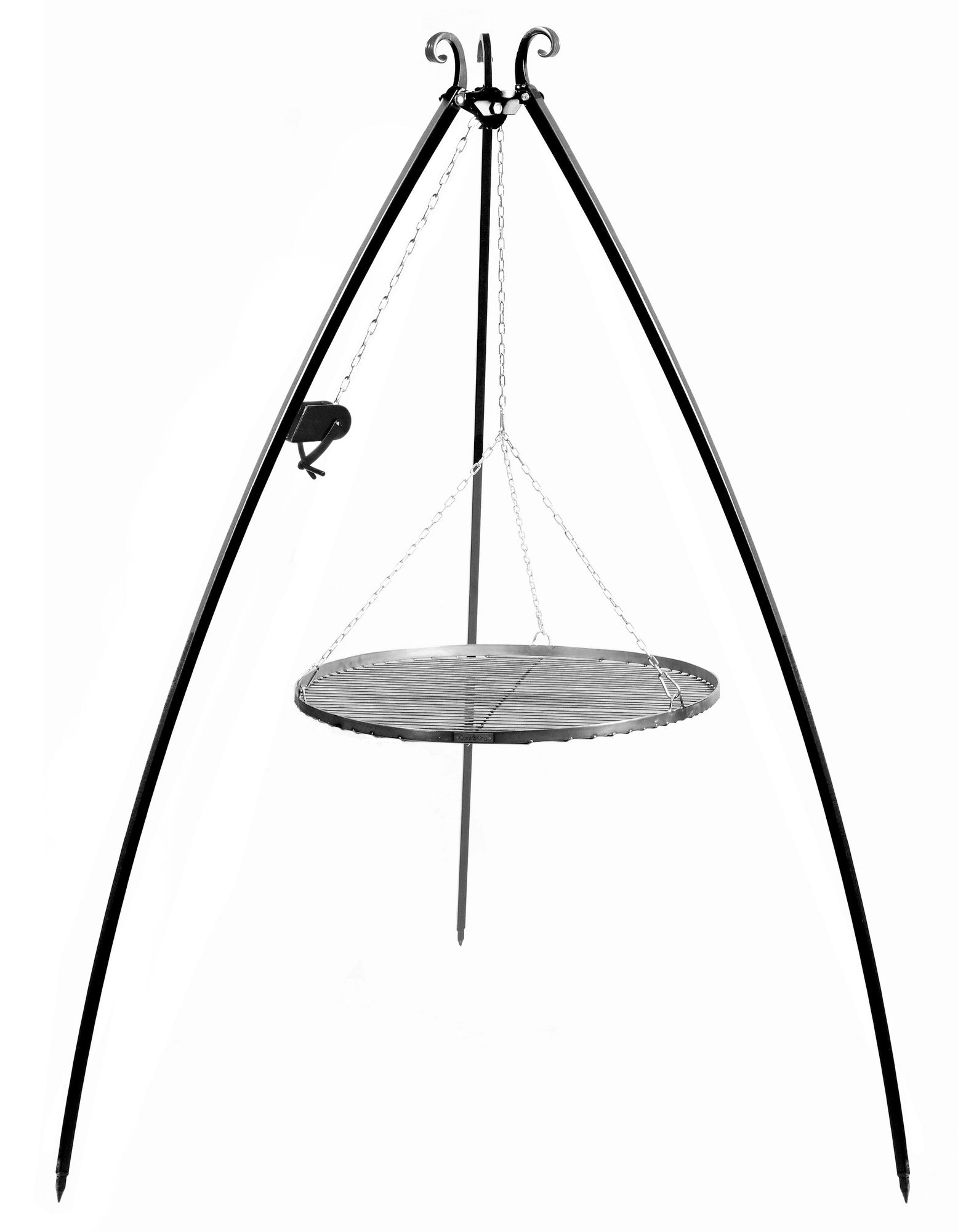 Cook King 200 cm Tripod with 50 cm Natural Steel Grate, studio detail shot 2