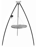 Cook King 200 cm Tripod Grill with Winch and 60 cm Natural Steel Grate on a white background
