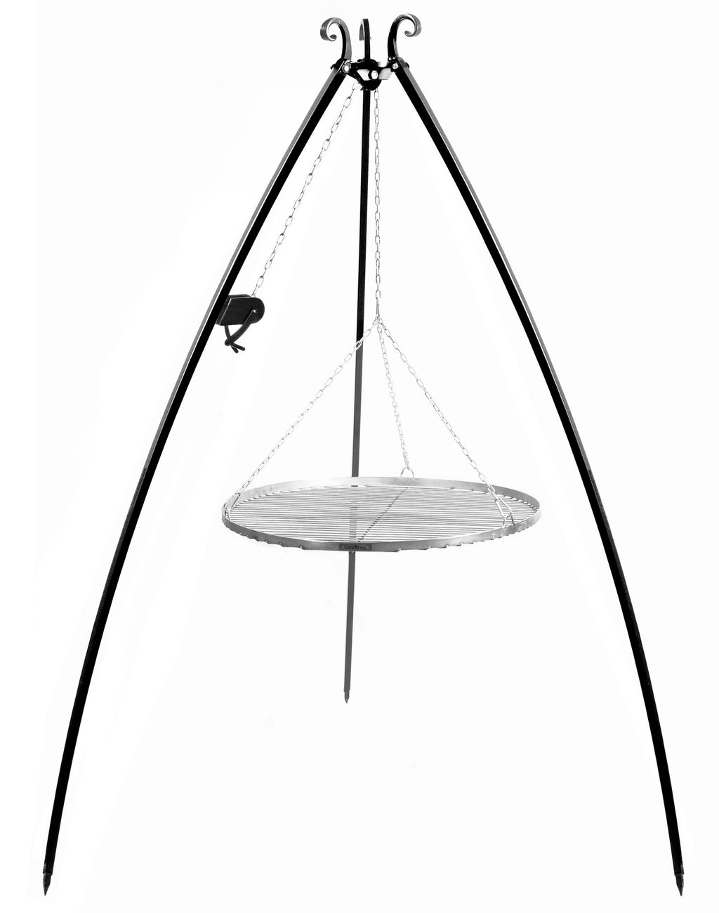 Cook King 200 cm Tripod with 50 cm Stainless Steel Grate, studio detail shot 2
