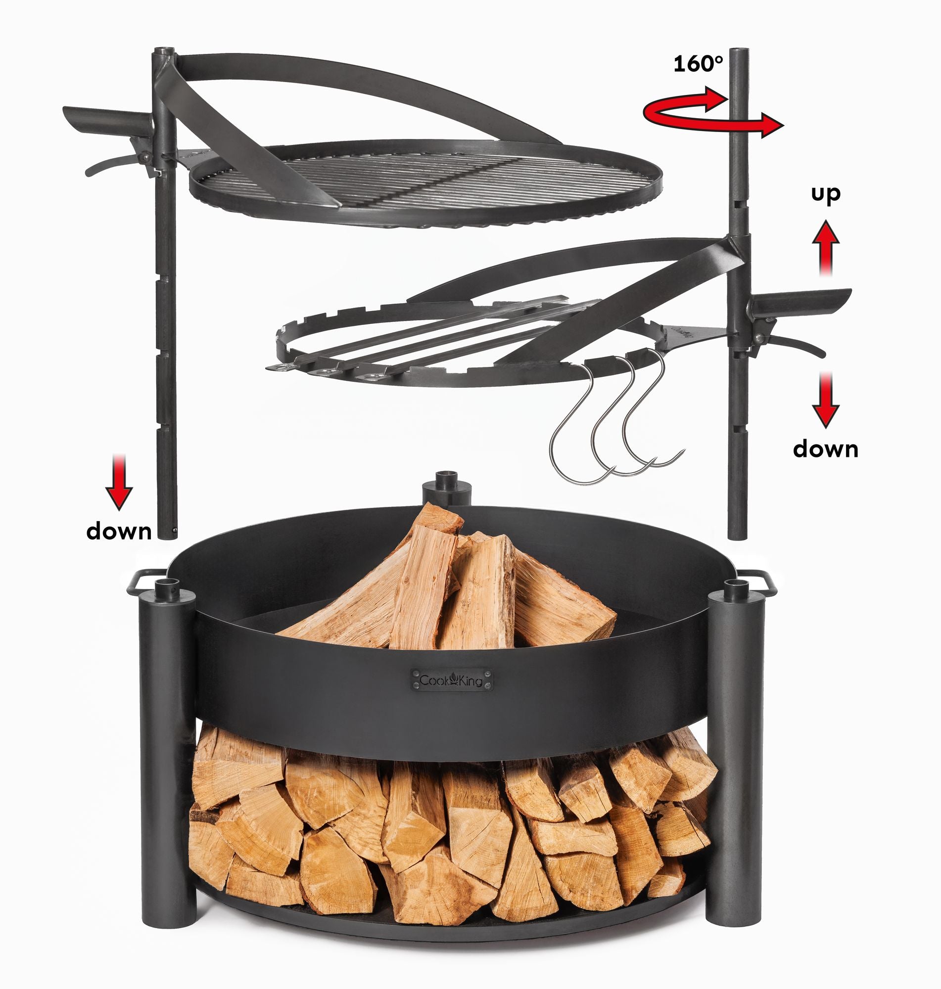 Cook King 60cm Natural Steel Grate with Handle for BANDITO and MONTANA X Fire Bowl, studio detail shot 8