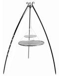 Cook King 200 cm Tripod with 2 Natural Steel Grates 80 cm + 40 cm on a white background