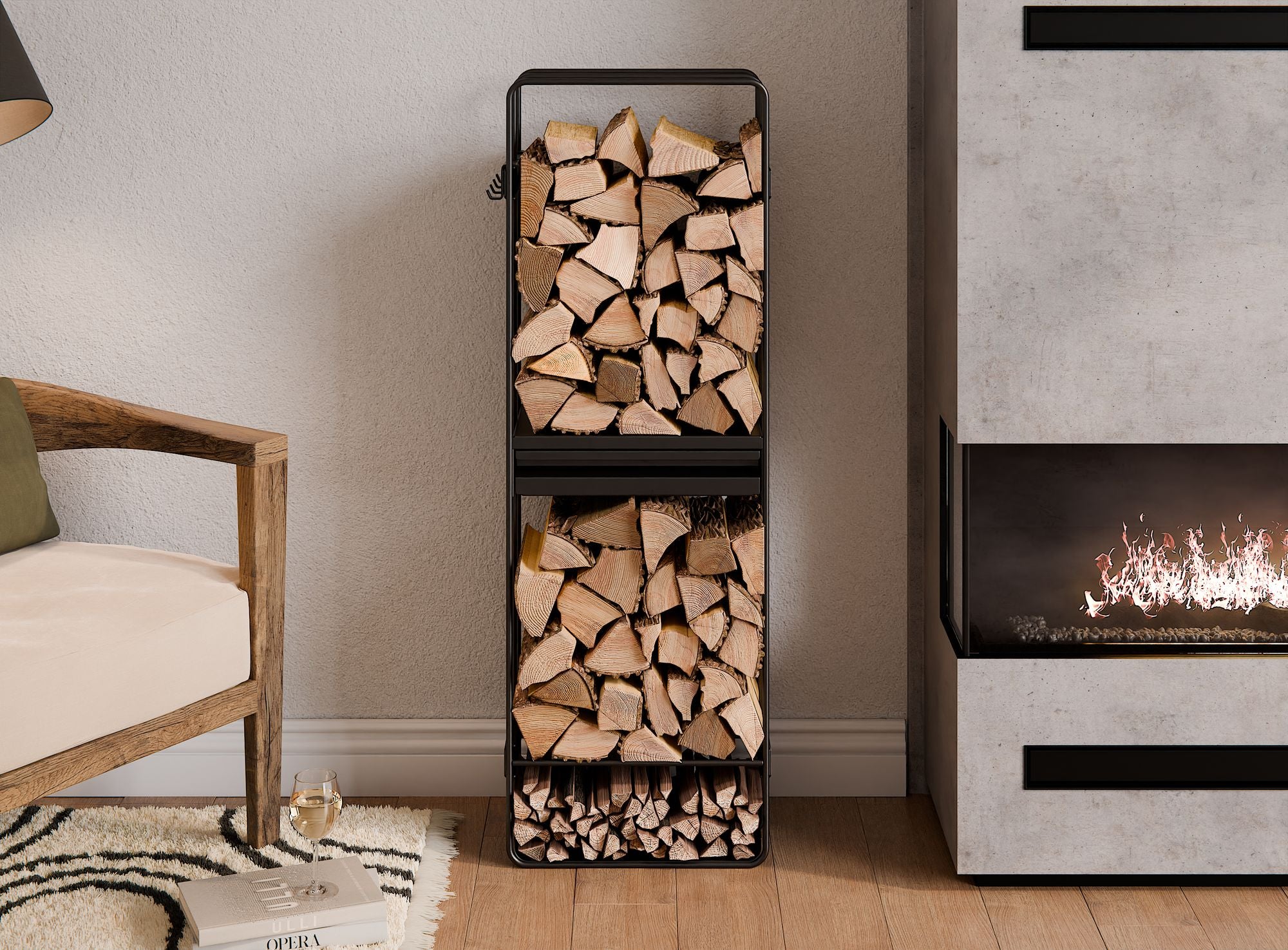Cook King 120x40x25 cm Wood Rack LOFT, outdoor lifestyle shot 3