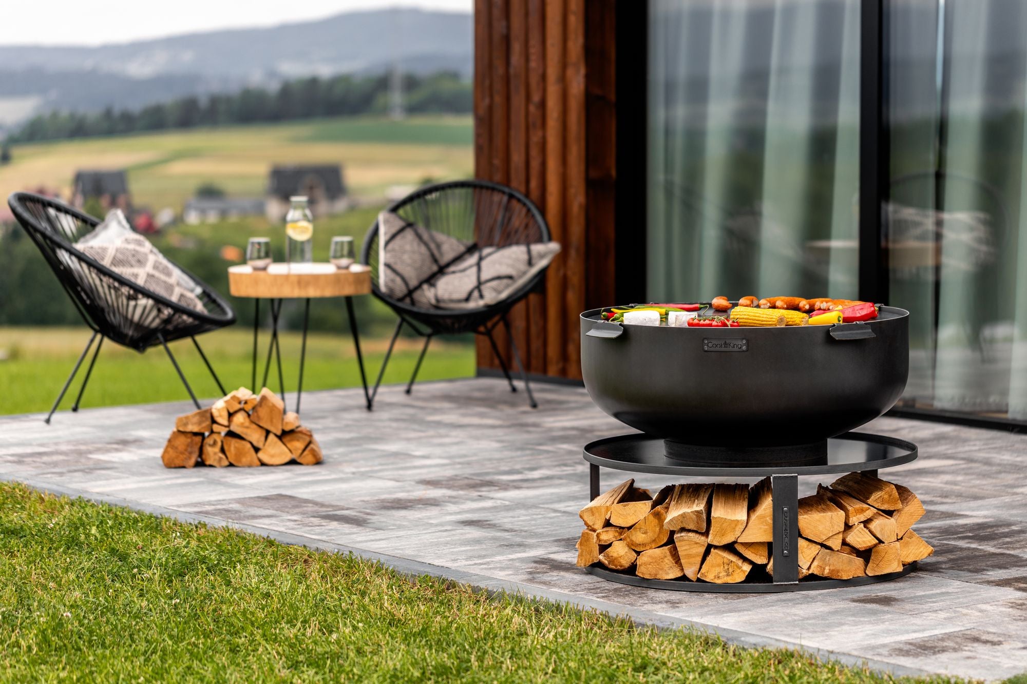 Cook King Palermo XXL 60cm Fire Bowl in an outdoor setting