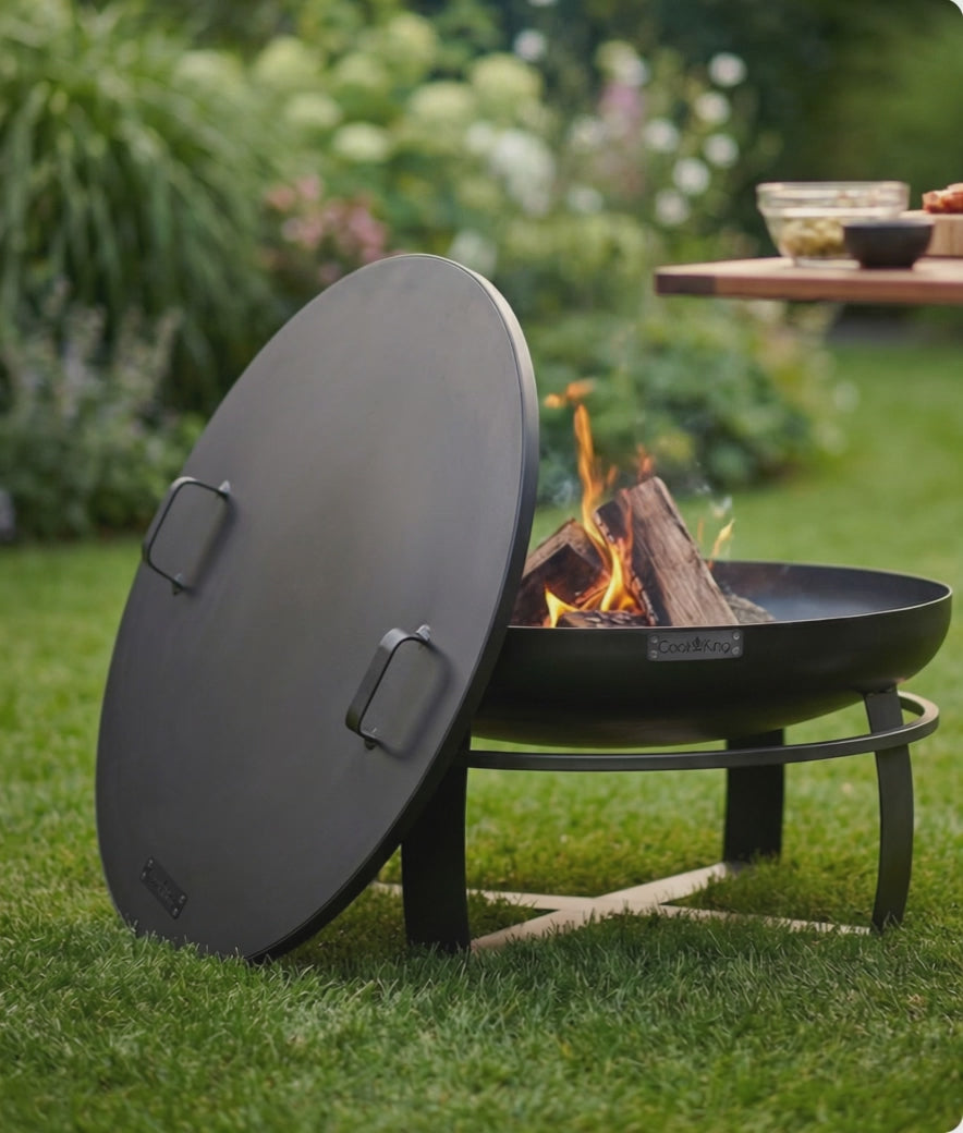 Cook King Viking 70cm Fire Bowl with lid and rim fitted