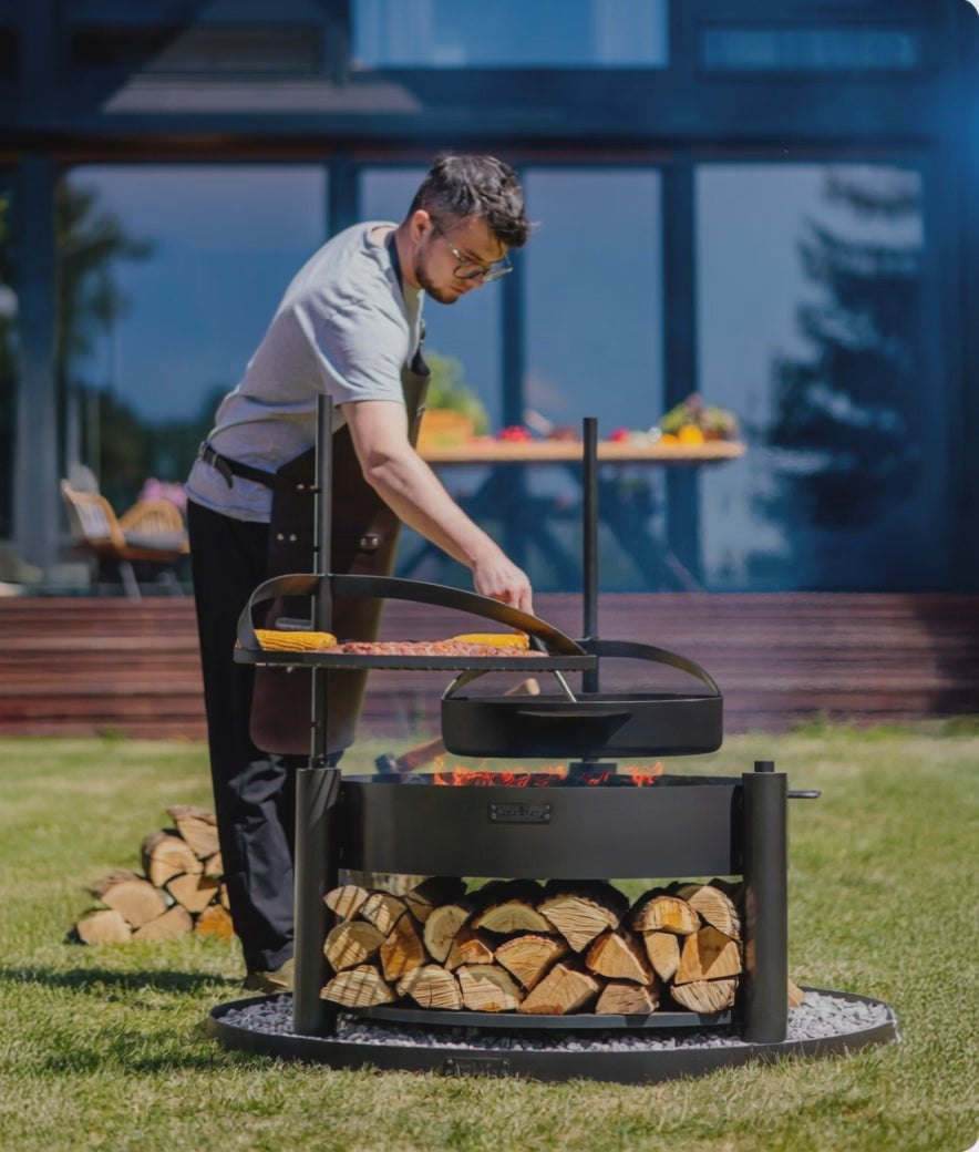 Cook King Montana X 60cm Multifunctional Fire Bowl with 50cm Grate with mast, pan and stone base